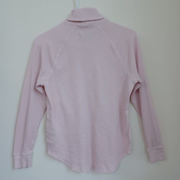 Everlane Waffle Knit Pullover Soft Pink High Neck Long Sleeve Top Womens size Sm - Picture 7 of 10